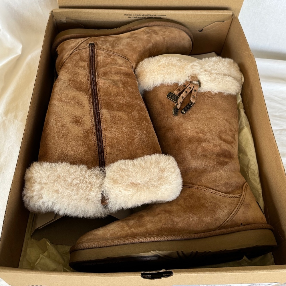 UGG Women’s size 8 Plumdale Charm Suede Boots - Chestnut